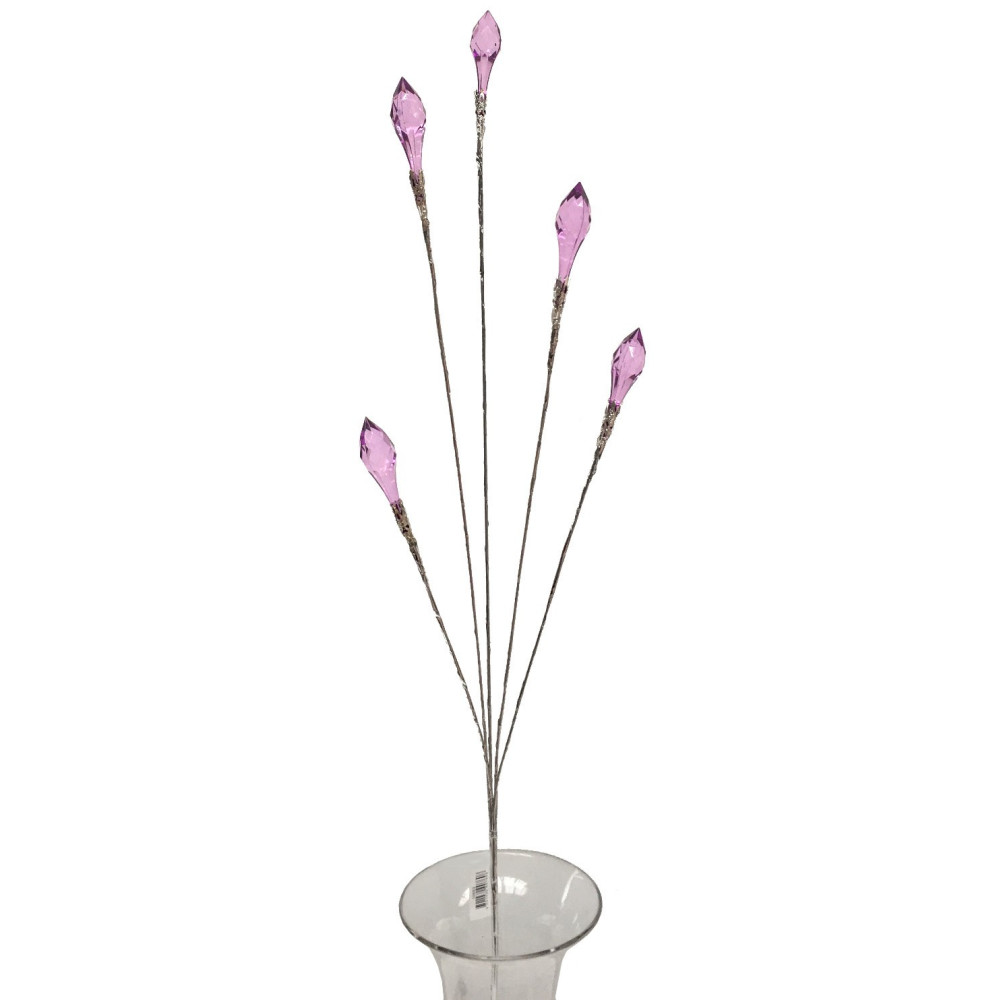 Branche de Fleurs «Cristal» en verre - Rose