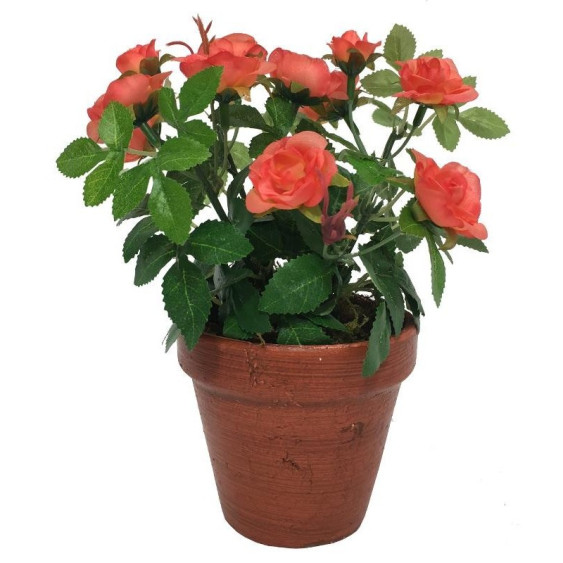 Pot rosier artificiel corail