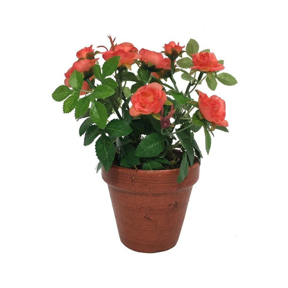 Pot rosier artificiel corail