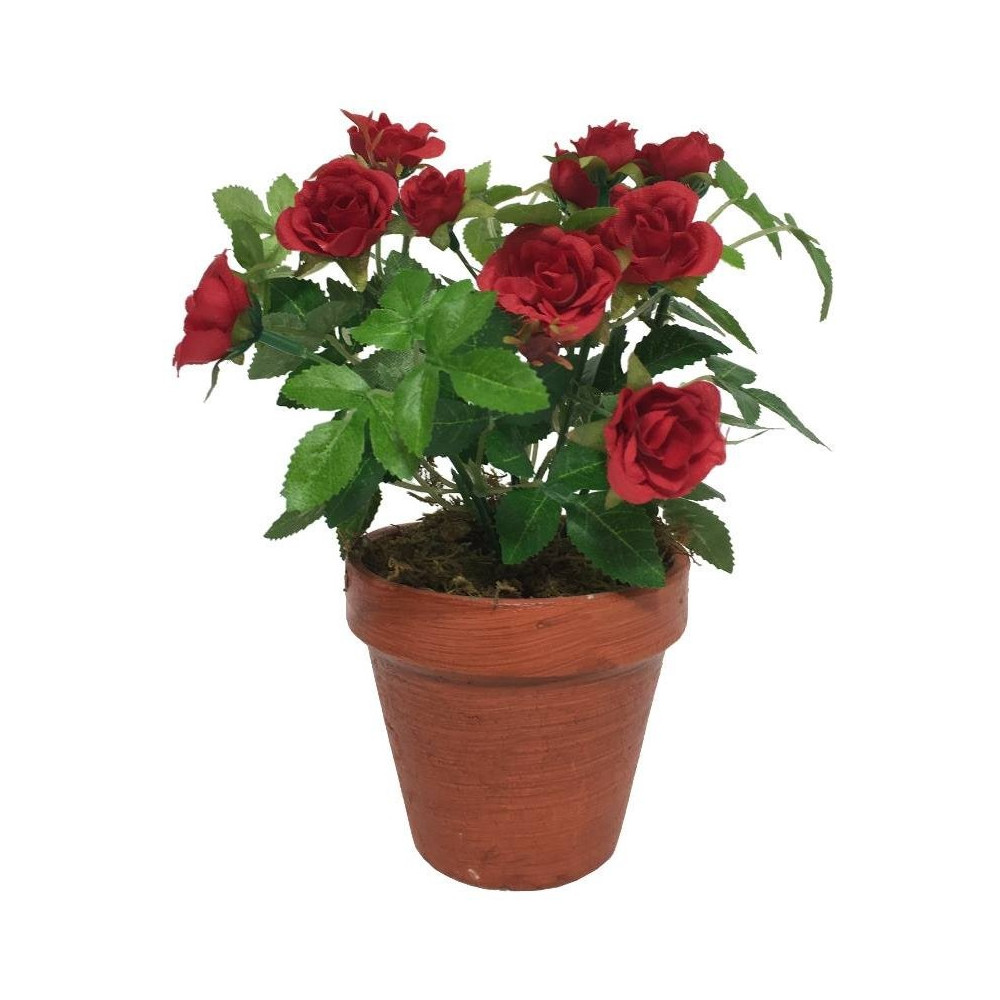 Pot rosier artificiel rouge