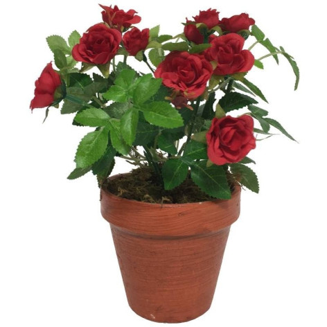 Pot rosier artificiel rouge