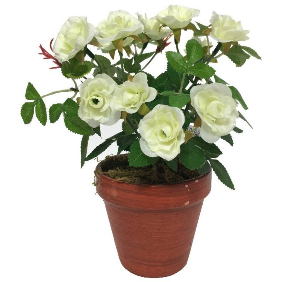 Pot de rosier artificiel blanc