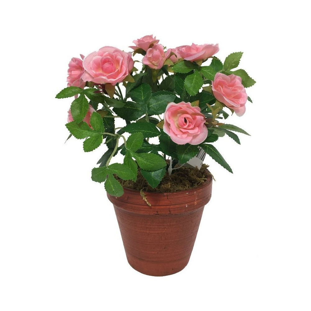 Pot de rosier artificiel rose