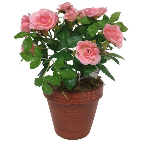 Pot de rosier artificiel rose