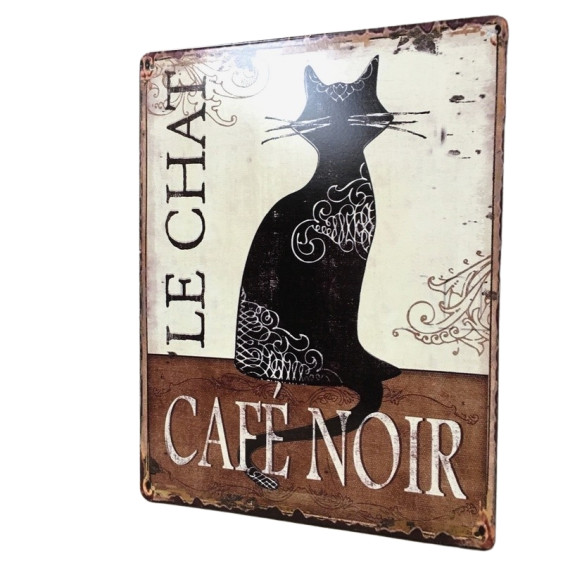 Plaque Pub Plaque Déco Plaque Rétro Plaque Métal Fer Le Chat Café Noir